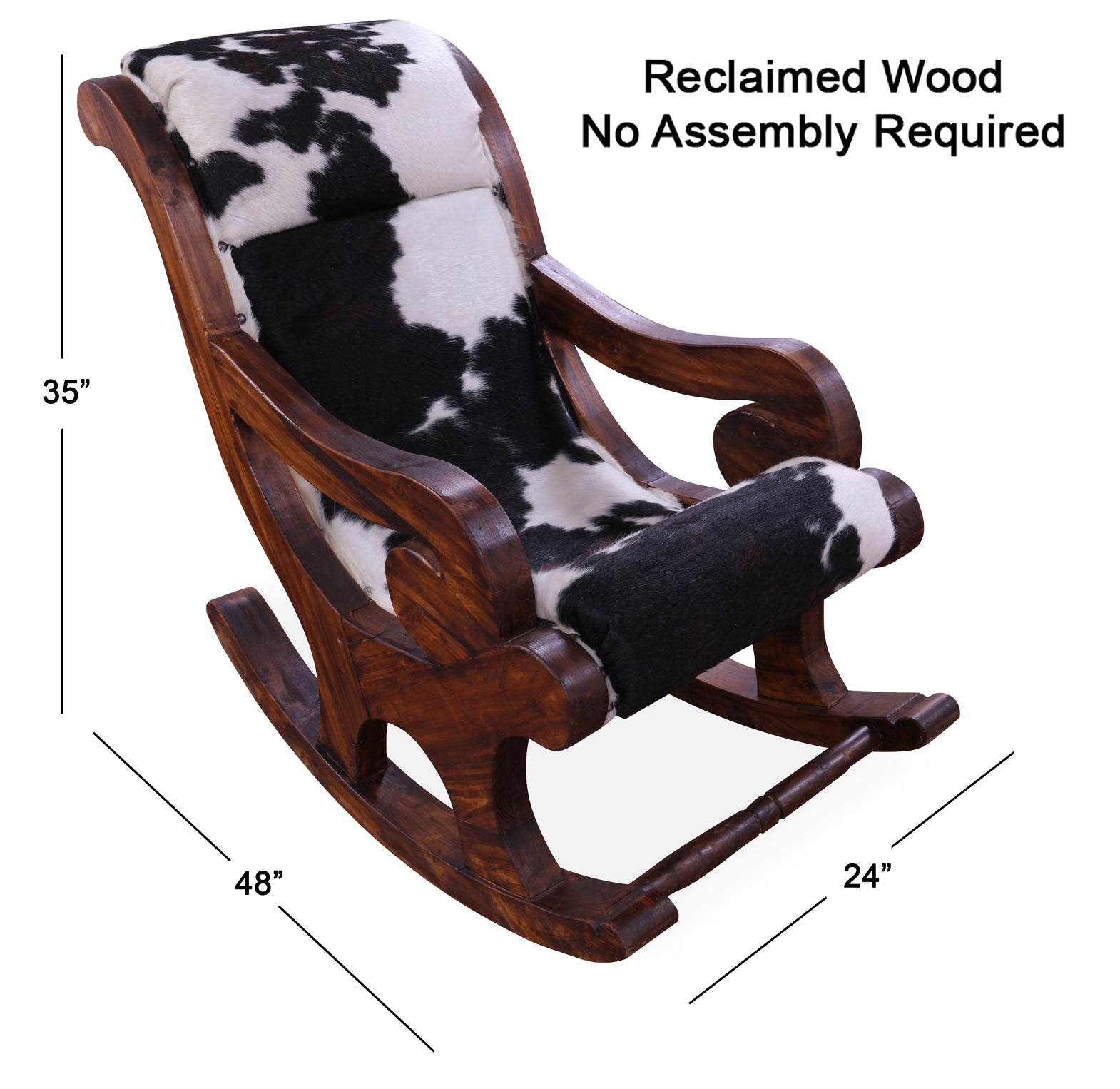 Hair-On Cowhide Wooden Handcrafted Rocking Chair - Golden Nile