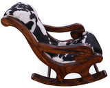 Hair-On Cowhide Wooden Handcrafted Rocking Chair - Golden Nile
