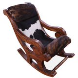 Hair-On Cowhide Wooden Handcrafted Rocking Chair - Golden Nile