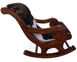 Hair-On Cowhide Wooden Handcrafted Rocking Chair - Golden Nile