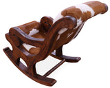 Hair-On Cowhide Wooden Handcrafted Rocking Chair - Golden Nile