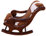 Hair-On Cowhide Wooden Handcrafted Rocking Chair - Golden Nile
