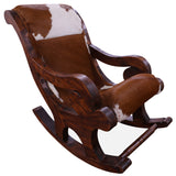 Hair-On Cowhide Wooden Handcrafted Rocking Chair - Golden Nile