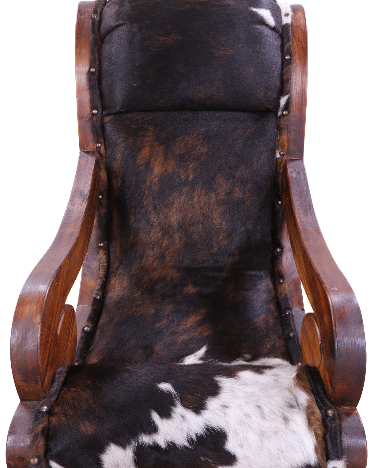 Hair-On Cowhide Wooden Handcrafted Rocking Chair - Golden Nile