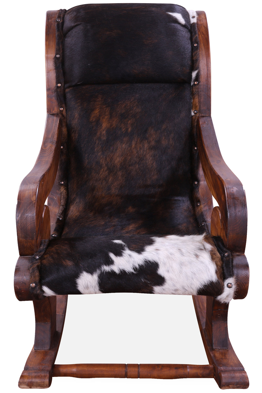 Hair-On Cowhide Wooden Handcrafted Rocking Chair - Golden Nile