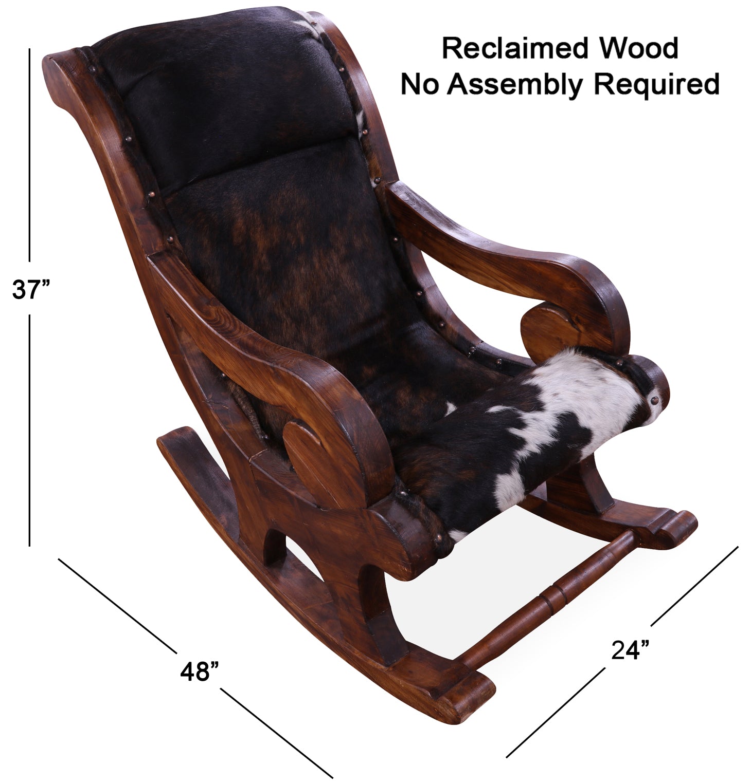 Hair-On Cowhide Wooden Handcrafted Rocking Chair - Golden Nile