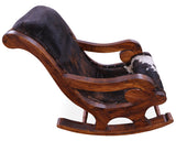 Hair-On Cowhide Wooden Handcrafted Rocking Chair - Golden Nile