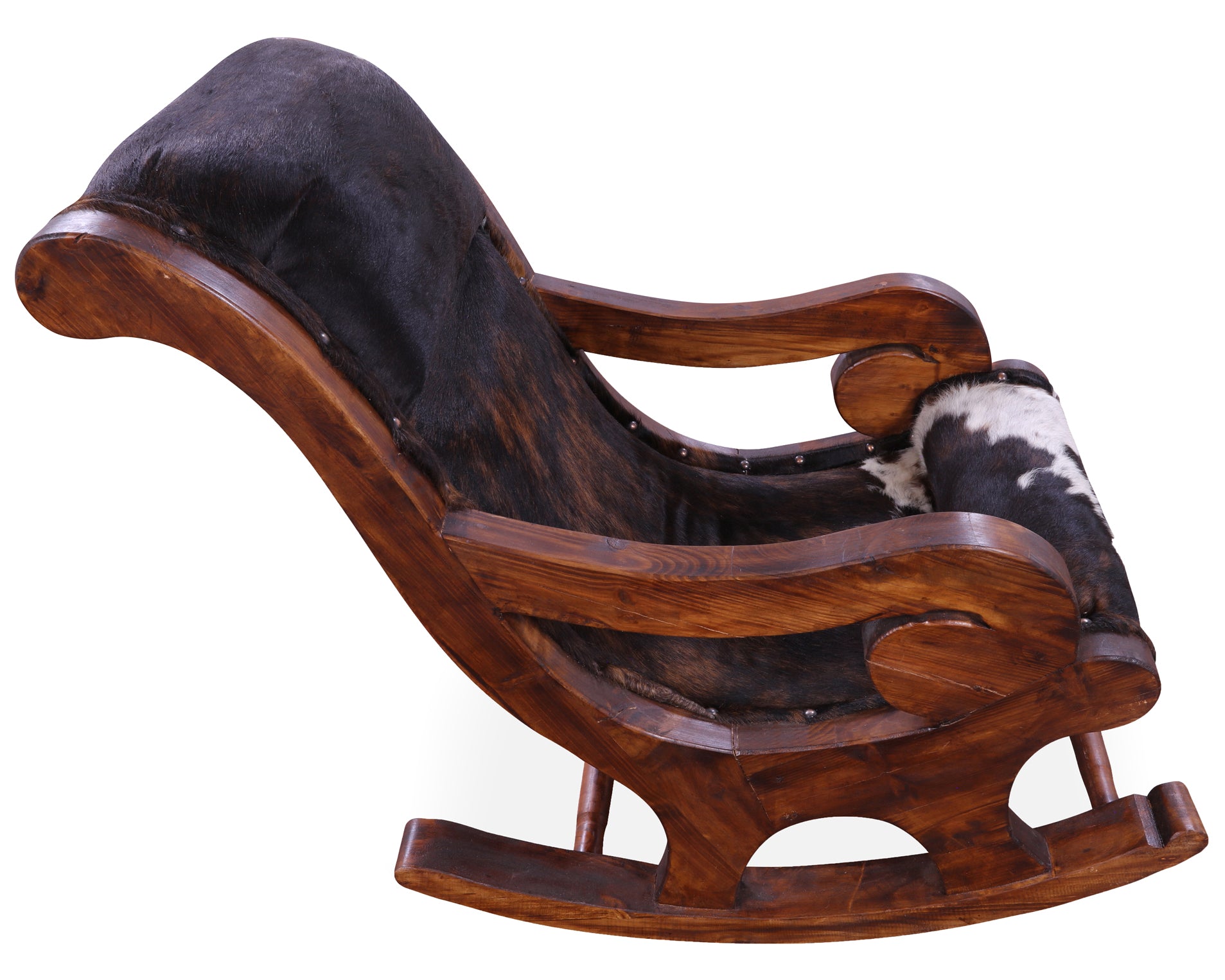 Hair-On Cowhide Wooden Handcrafted Rocking Chair - Golden Nile