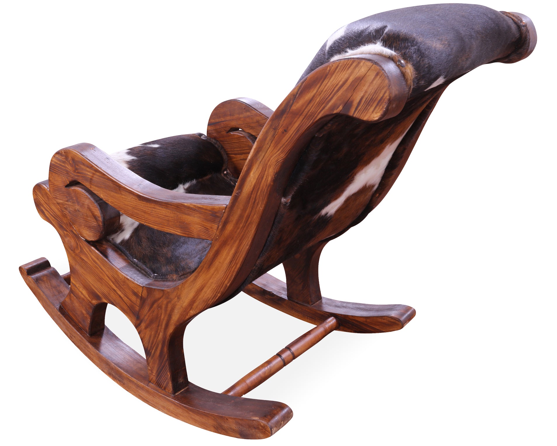 Hair-On Cowhide Wooden Handcrafted Rocking Chair - Golden Nile