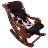 Hair-On Cowhide Wooden Handcrafted Rocking Chair - Golden Nile