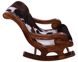 Hair-On Cowhide Wooden Handcrafted Rocking Chair - Golden Nile