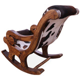 Hair-On Cowhide Wooden Handcrafted Rocking Chair - Golden Nile