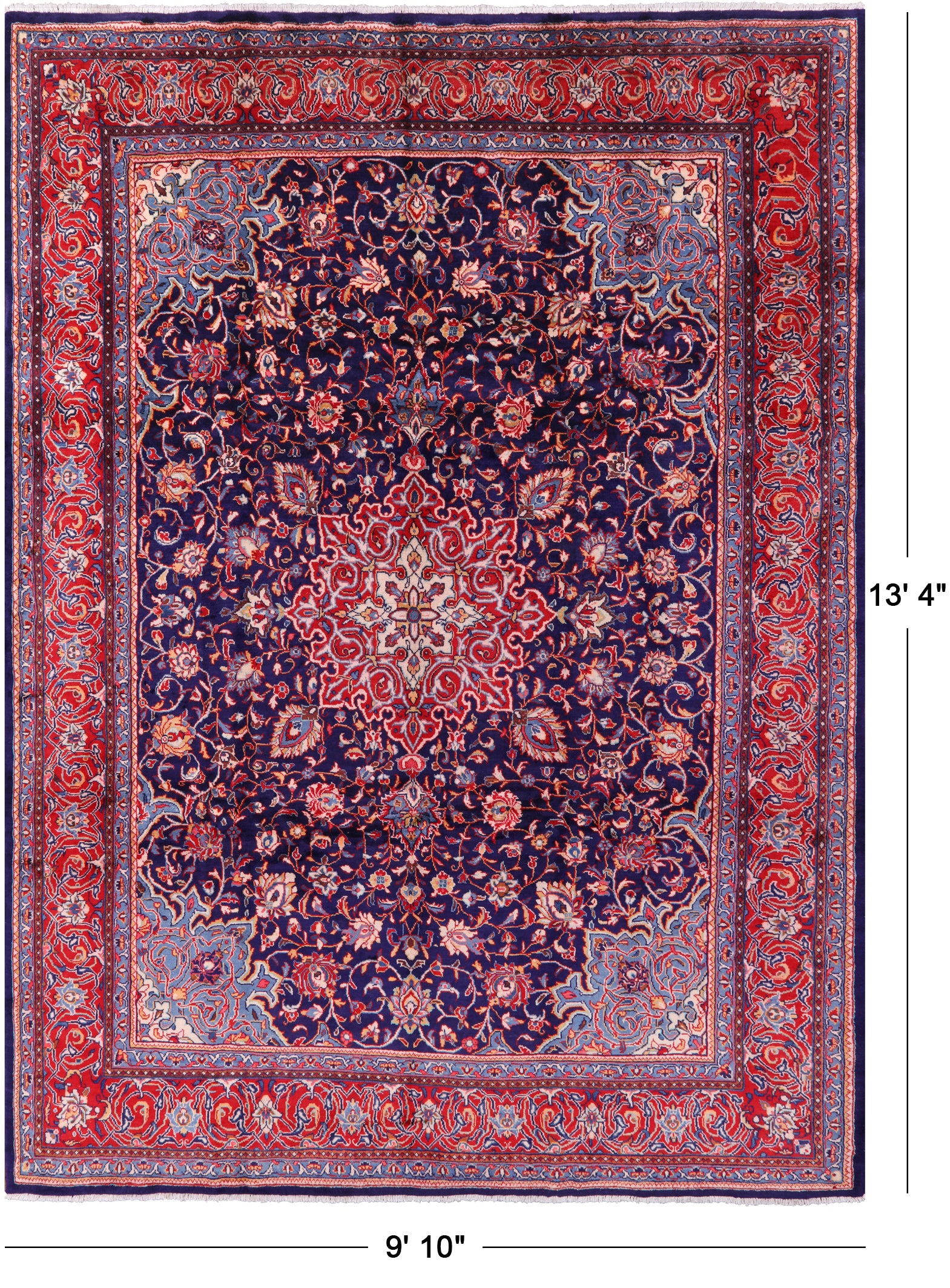 Blue New Authentic Persian Mahal Area Rug - 9' 10" X 13' 4" - Golden Nile