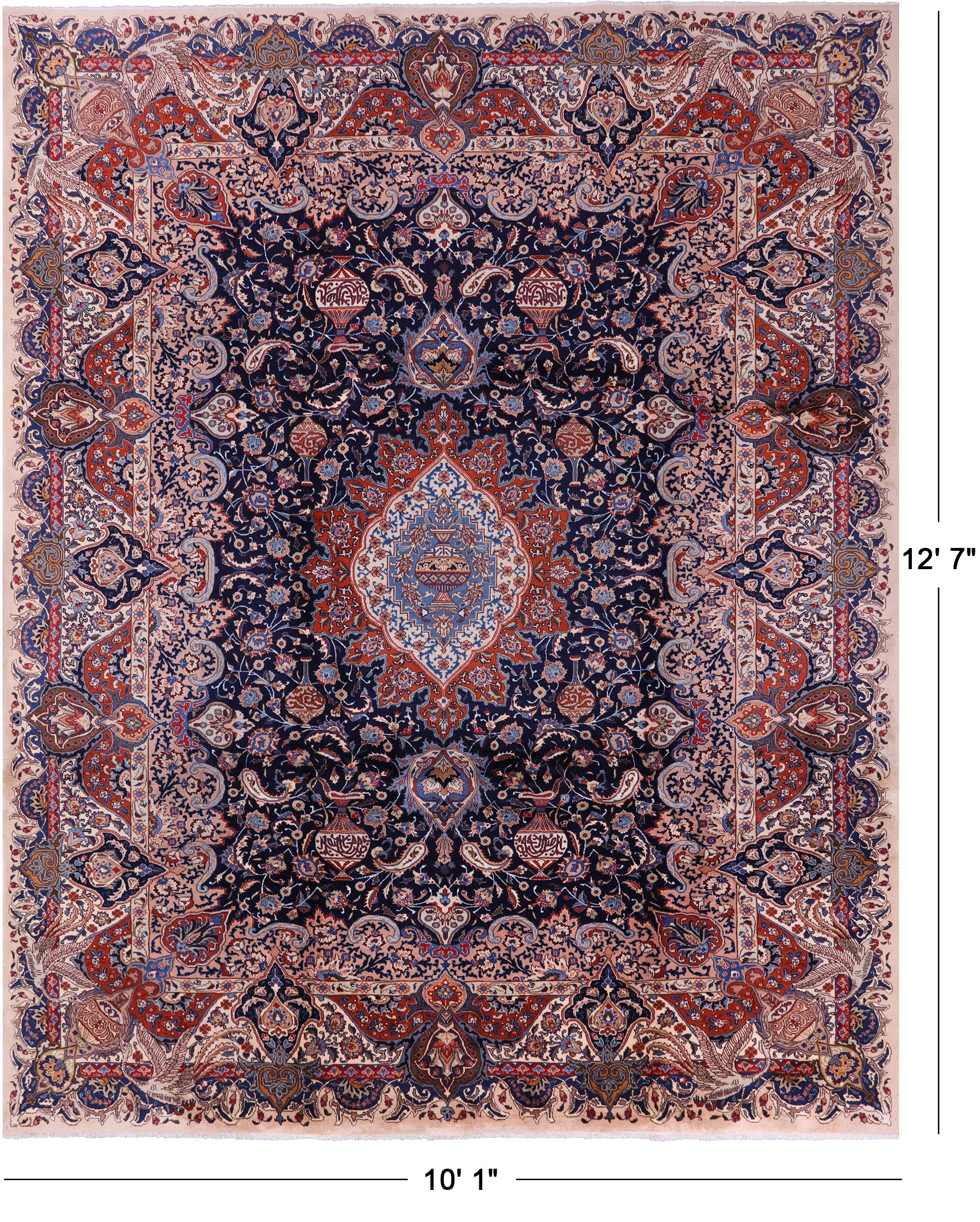 Blue New Authentic Persian Kashmar Area Rug - 10' 1" X 12' 7" - Golden Nile