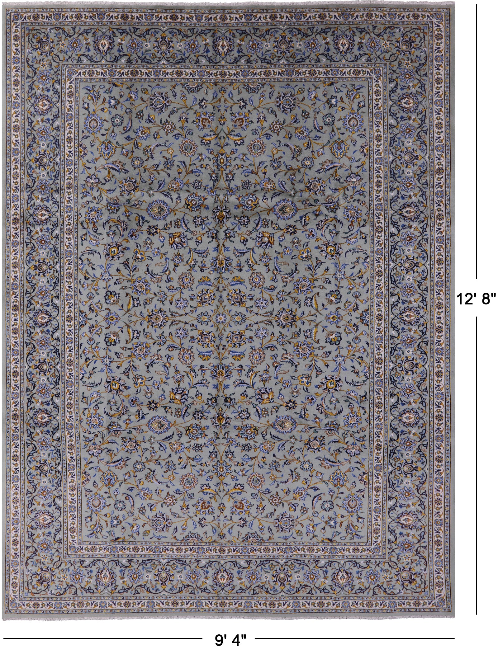 New Authentic Persian Kashan Area Rug - 9' 4" X 12' 8" - Golden Nile