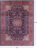 Blue New Persian Sarouk Handmade Rug - 9' 3" X 12' 6" - Golden Nile