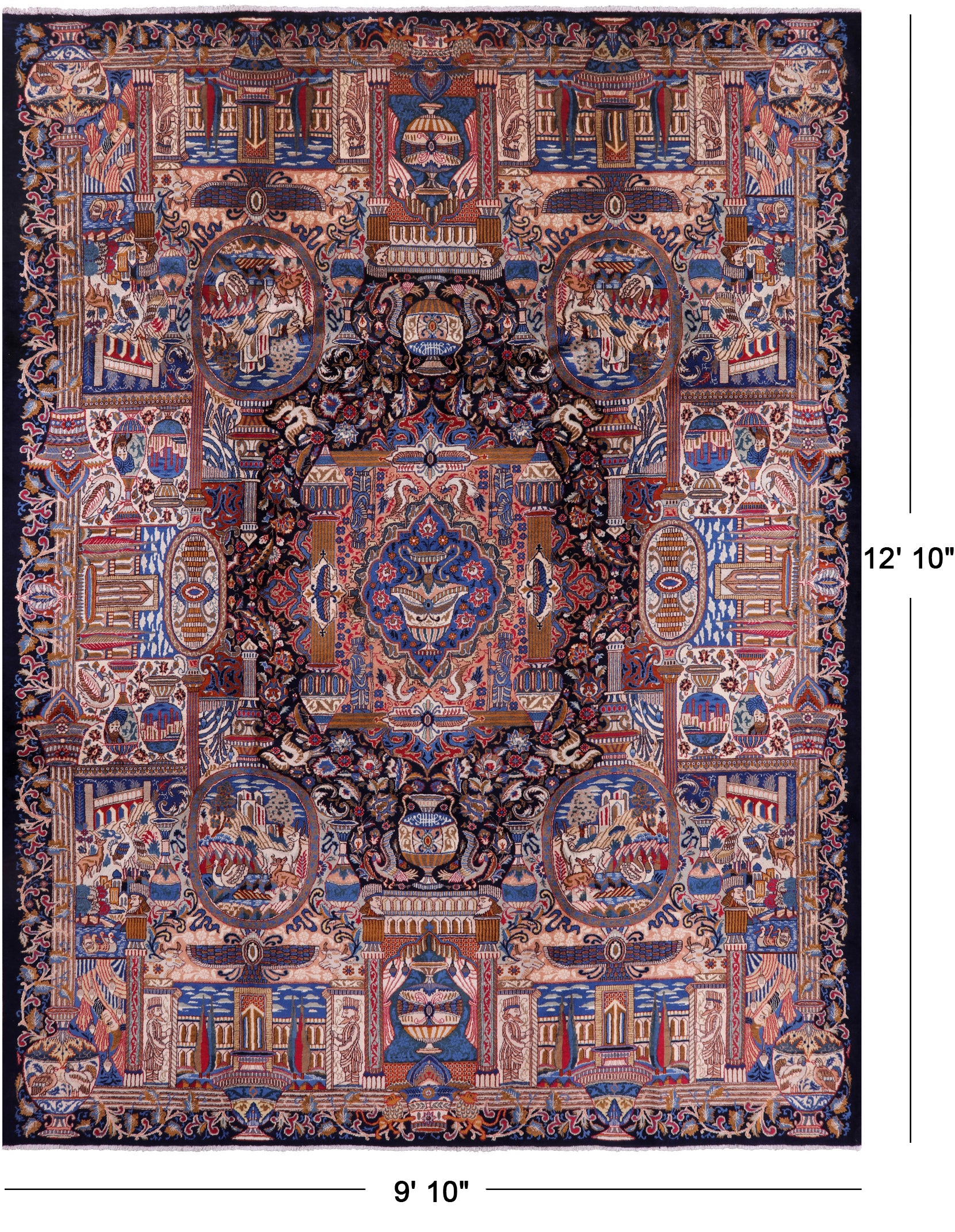 New Authentic Persian Kashmar Hand Knotted Area Rug - 9' 10" X 12' 10" - Golden Nile