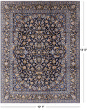 Blue New Persian Kashan Hand Knotted Area Rug - 10' 1" X 13' 0" - Golden Nile