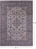 Ivory New Authentic Persian Kashan Handmade Wool Rug - 8' 1" X 11' 6" - Golden Nile