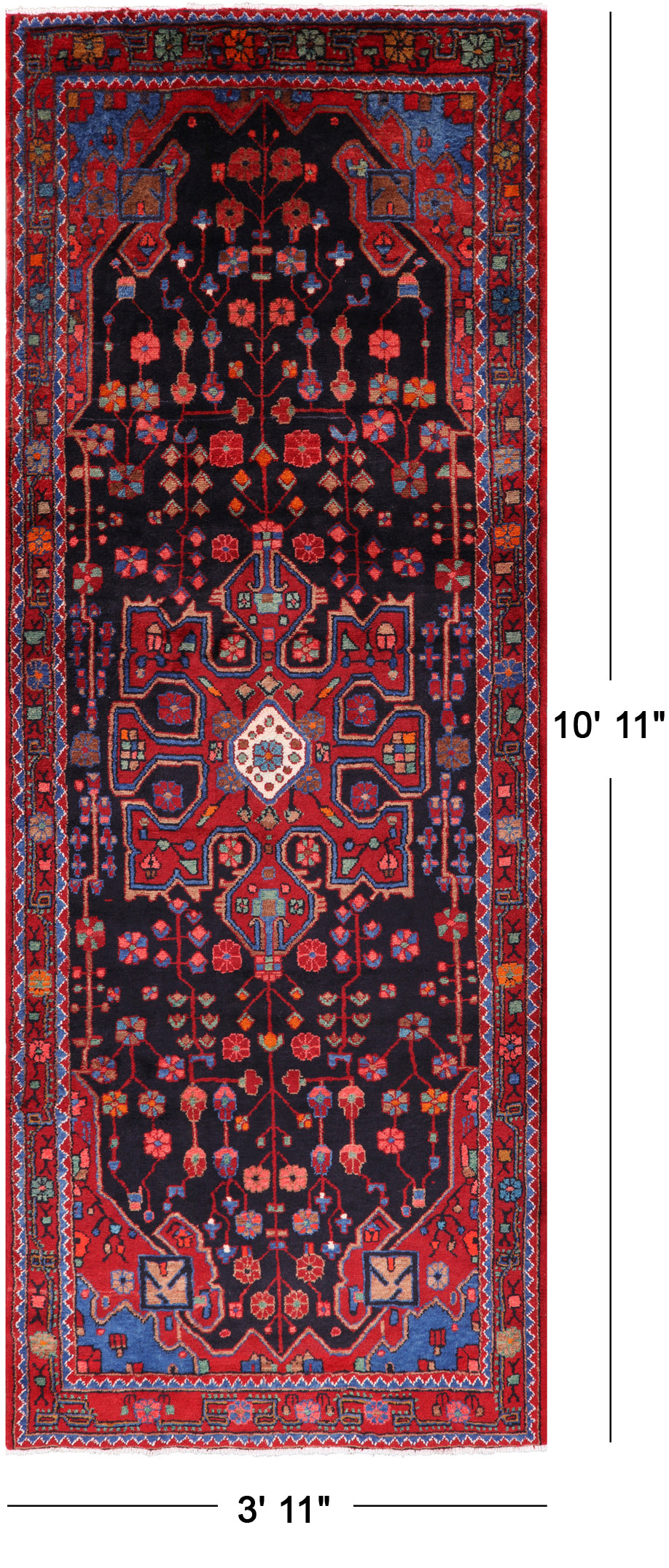 Runner Hand knotted New Authentic Persian Nahavand Rug - 3' 11" X 10' 11" - Golden Nile