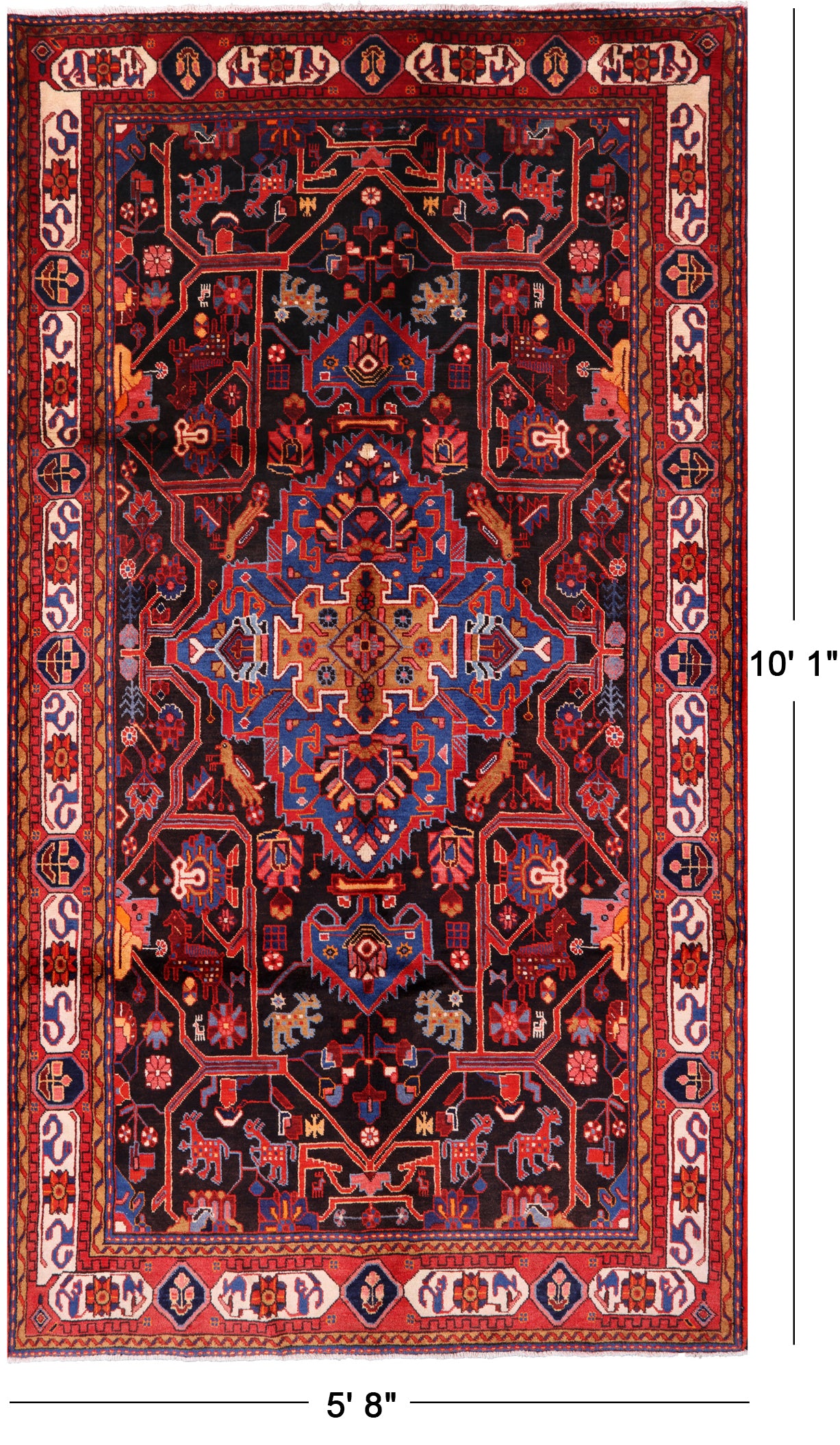 New Nahavand Handmade Area Rug - 5' 8" X 10' 1" - Golden Nile