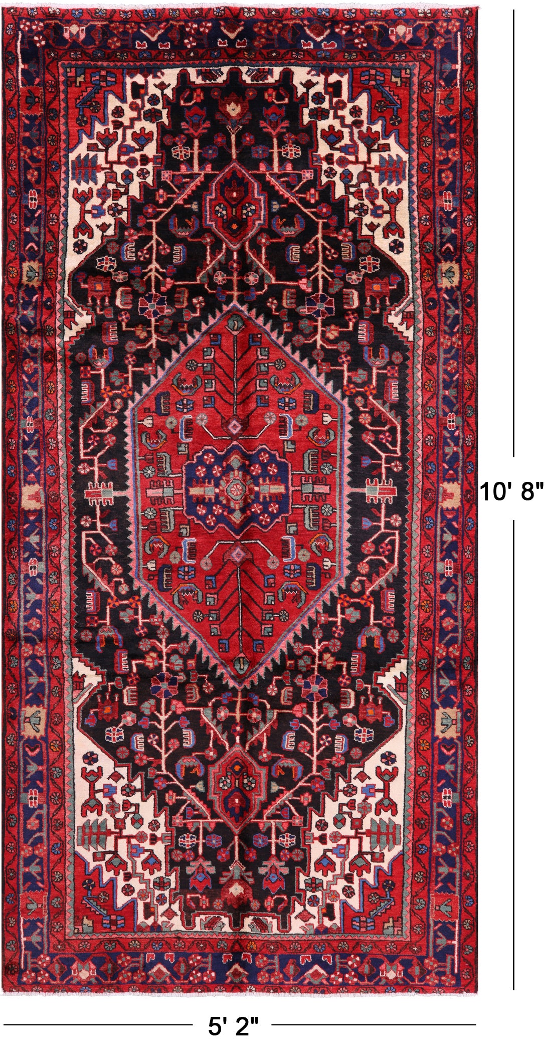 New Authentic Persian Nahavand Handmade Area Rug - 5' 2" X 10' 8" - Golden Nile