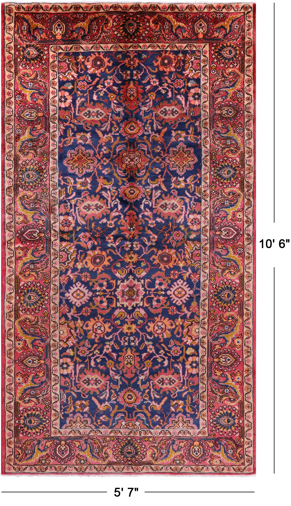 Blue New Authentic Persian Nahavand Handmade Wool Rug - 5' 7" X 10' 6" - Golden Nile