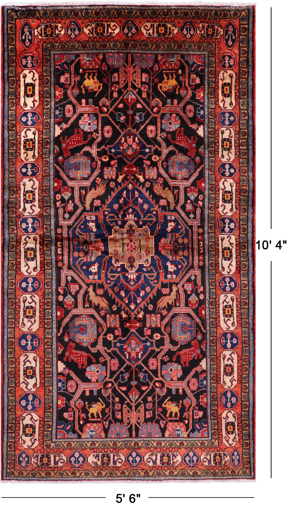 New Authentic Hand Knotted Nahavand Persian Rug - 5' 6" X 10' 4" - Golden Nile