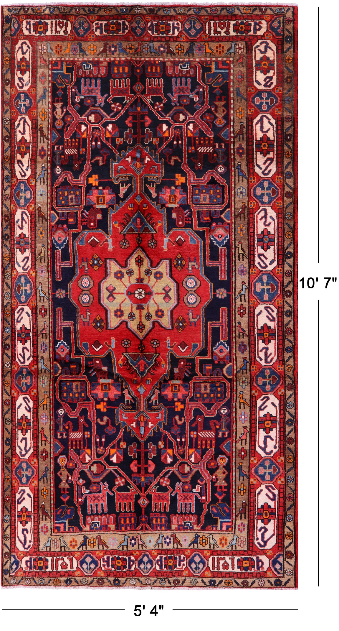 Black New Authentic Persian Nahavand Area Rug - 5' 4" X 10' 7" - Golden Nile