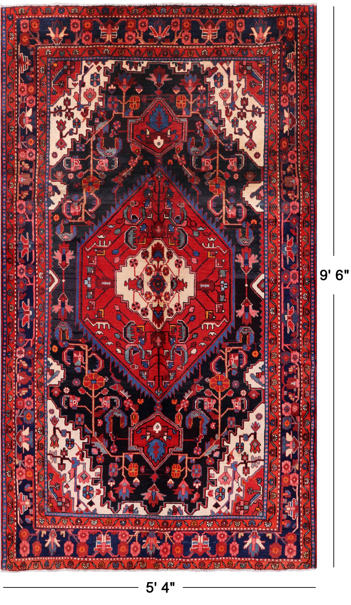 New Authentic Persian Nahavand Area Rug - 5' 4" X 9' 6" - Golden Nile