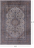 Ivory New Persian Kashan Handmade Area Rug - 8' 2" X 11' 7" - Golden Nile