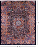 Blue New Persian Kashmar Hand Knotted Area Rug - 9' 8" X 12' 0" - Golden Nile
