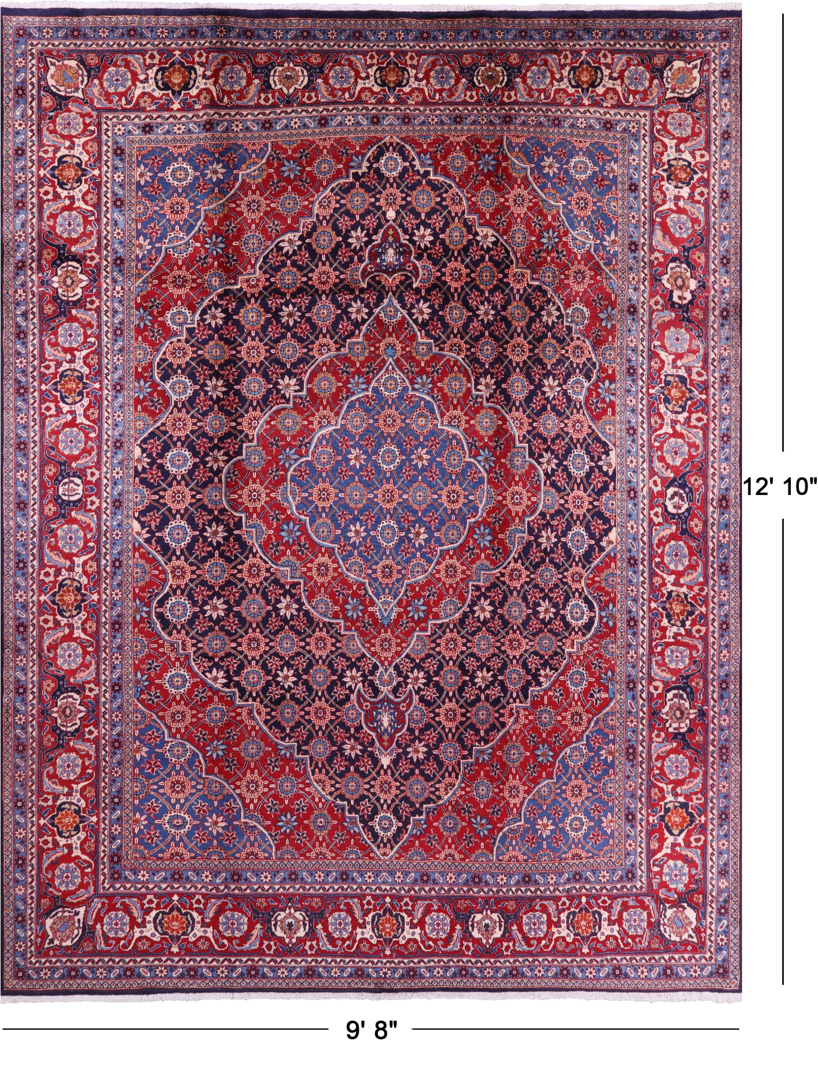New Authentic Persian Tabriz Hand Knotted Area Rug - 9' 8" X 12' 10" - Golden Nile