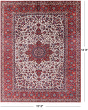 Ivory New Antique Persian Isfahan Excellent Condition Area Rug - 10' 6" X 13' 8" - Golden Nile