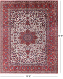 Ivory New Antique Persian Isfahan Excellent Condition Area Rug - 10' 6" X 13' 8" - Golden Nile