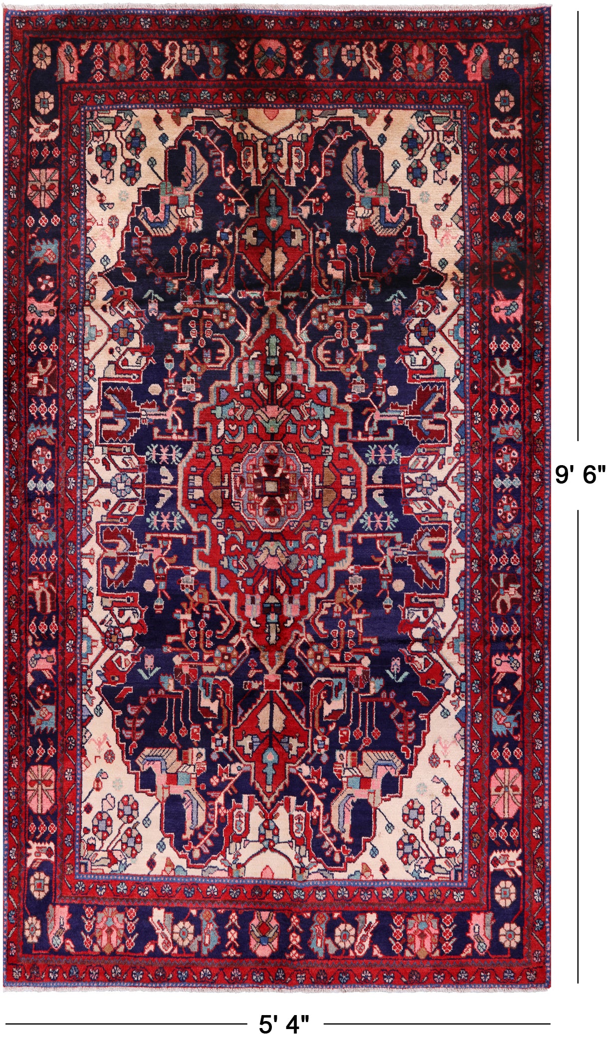 New Authentic Persian Nahavand Area Rug - 5' 4" X 9' 6" - Golden Nile