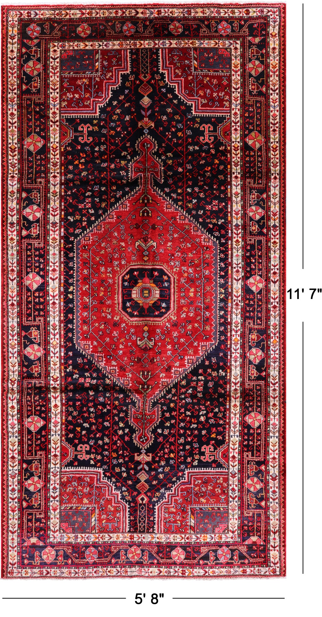 New Authentic Persian Nahavand Hand Knotted Wool Rug - 5' 8" X 11' 7" - Golden Nile