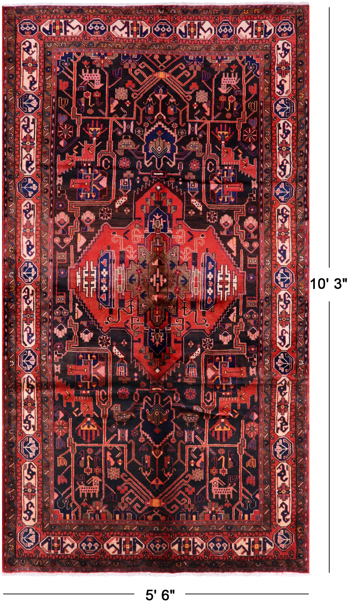 Black New Authentic Persian Nahavand Rug - 5' 6" X 10' 3" - Golden Nile
