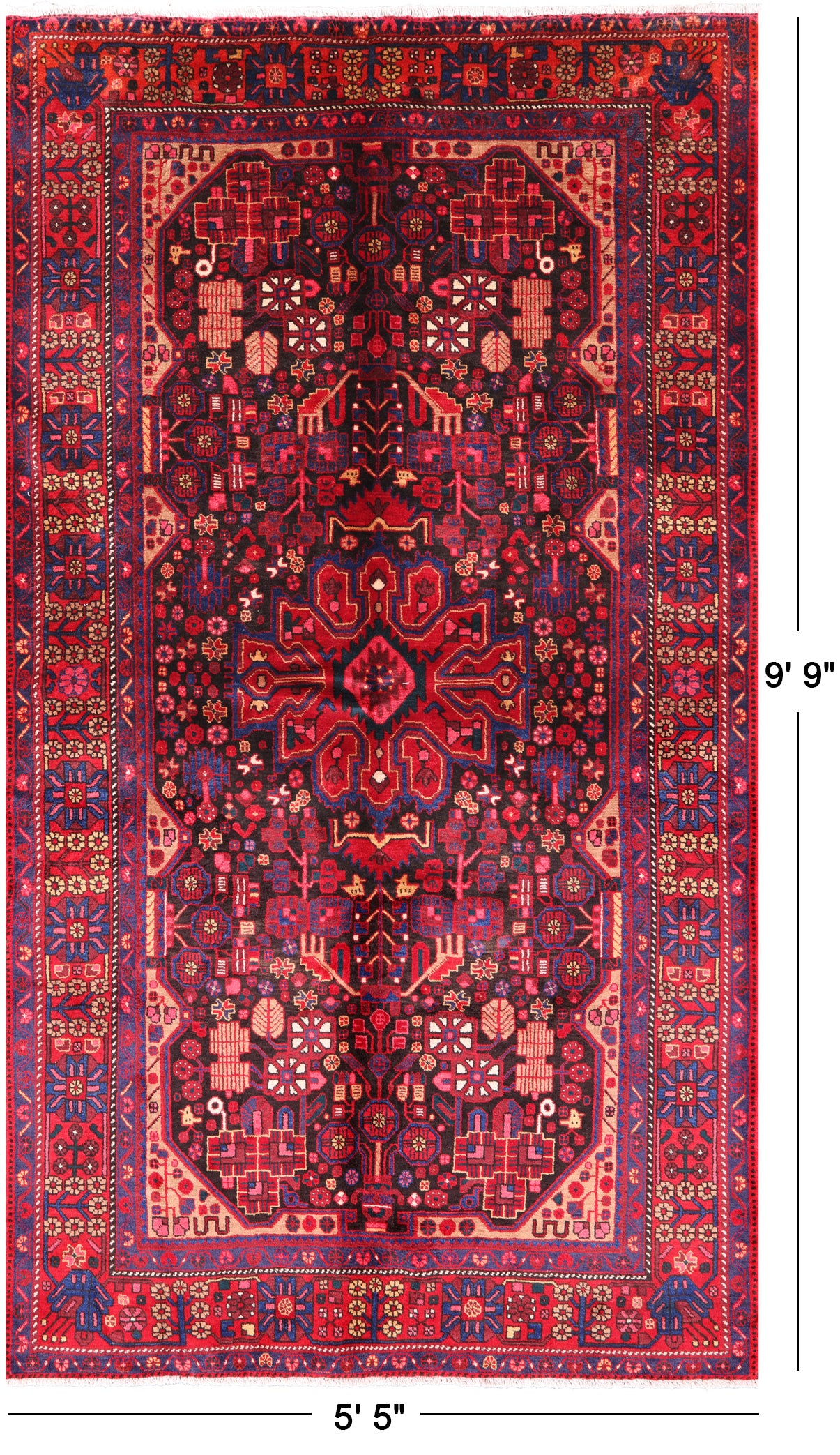 Black New Authentic Persian Nahavand Rug - 5' 5" X 9' 9" - Golden Nile