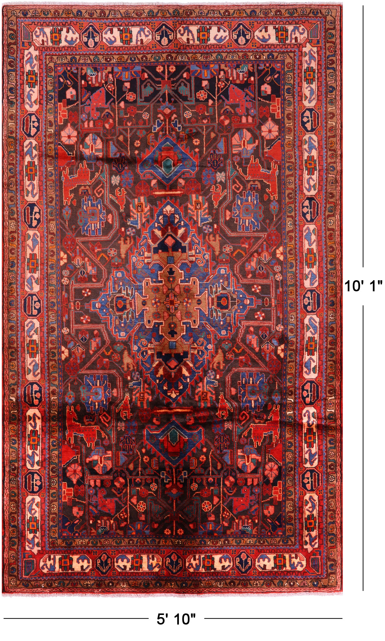 New Authentic Persian Nahavand Rug - 5' 10" X 10' 1" - Golden Nile