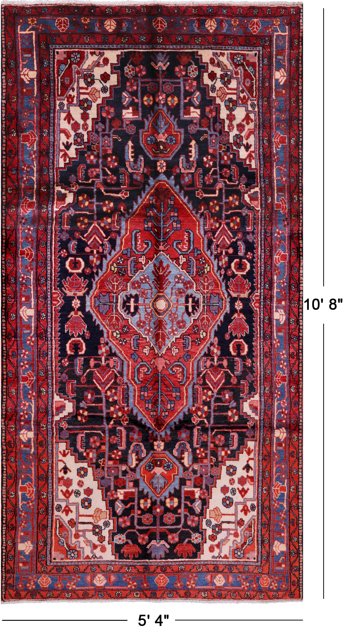 Black New Authentic Persian Nahavand Rug - 5' 4" X 10' 8" - Golden Nile