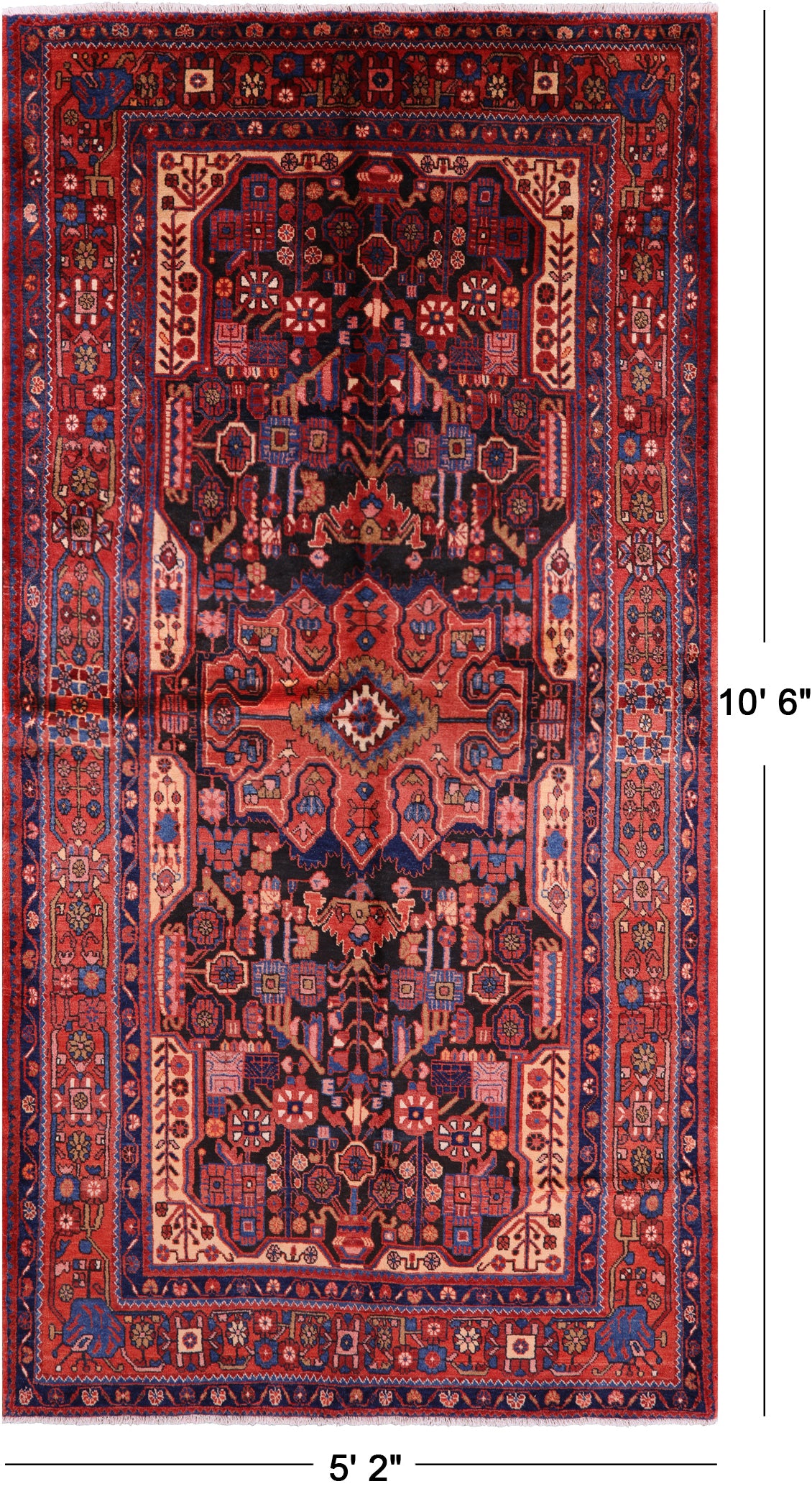 Black New Authentic Persian Nahavand Rug - 5' 2" X 10' 6" - Golden Nile