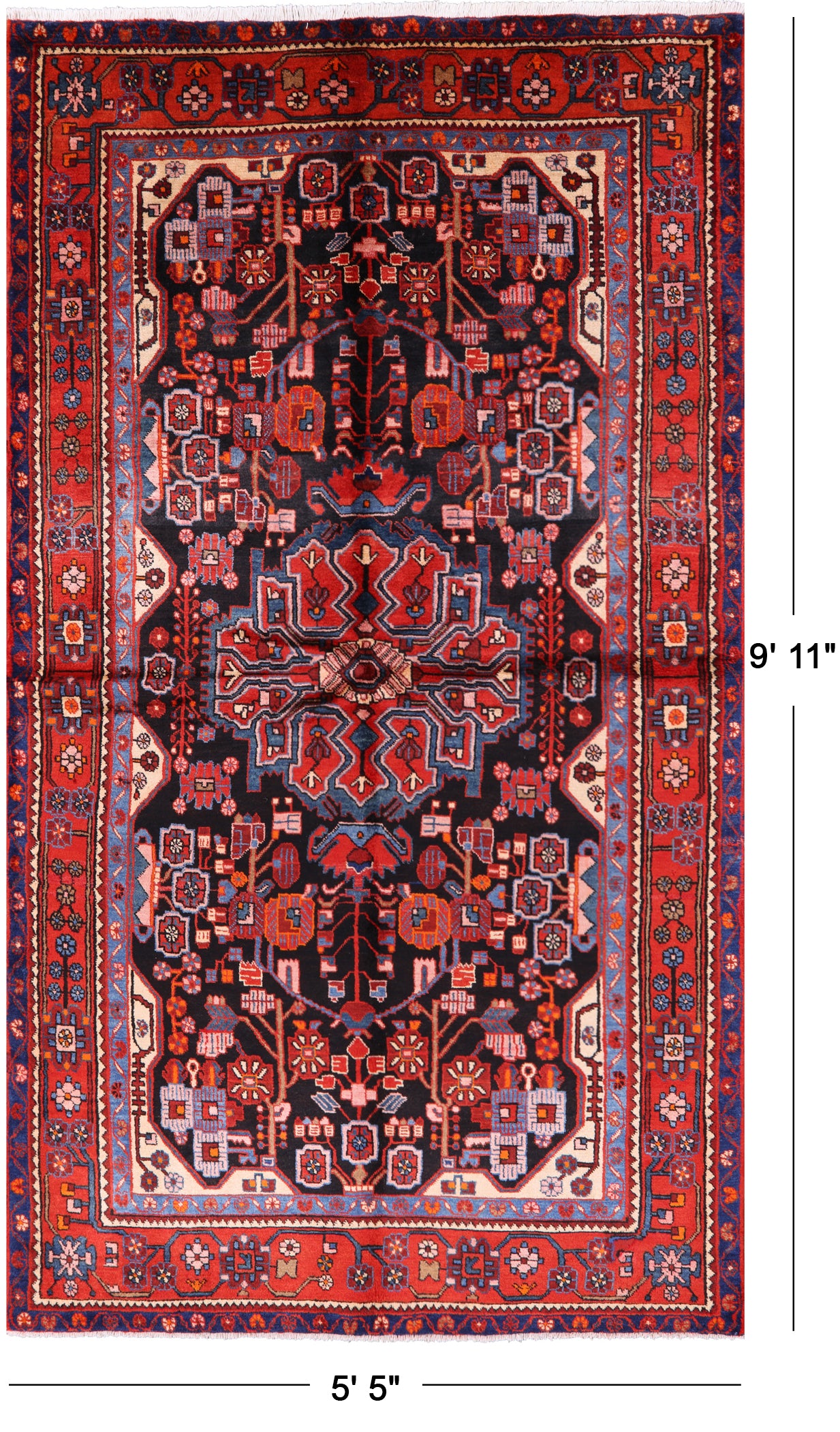 New Handmade Authentic Persian Nahavand Rug - 5' 5" X 9' 11" - Golden Nile