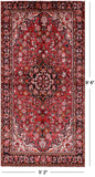 Red New Authentic Persian Nahavand Handmade Rug - 5' 2" X 9' 6" - Golden Nile