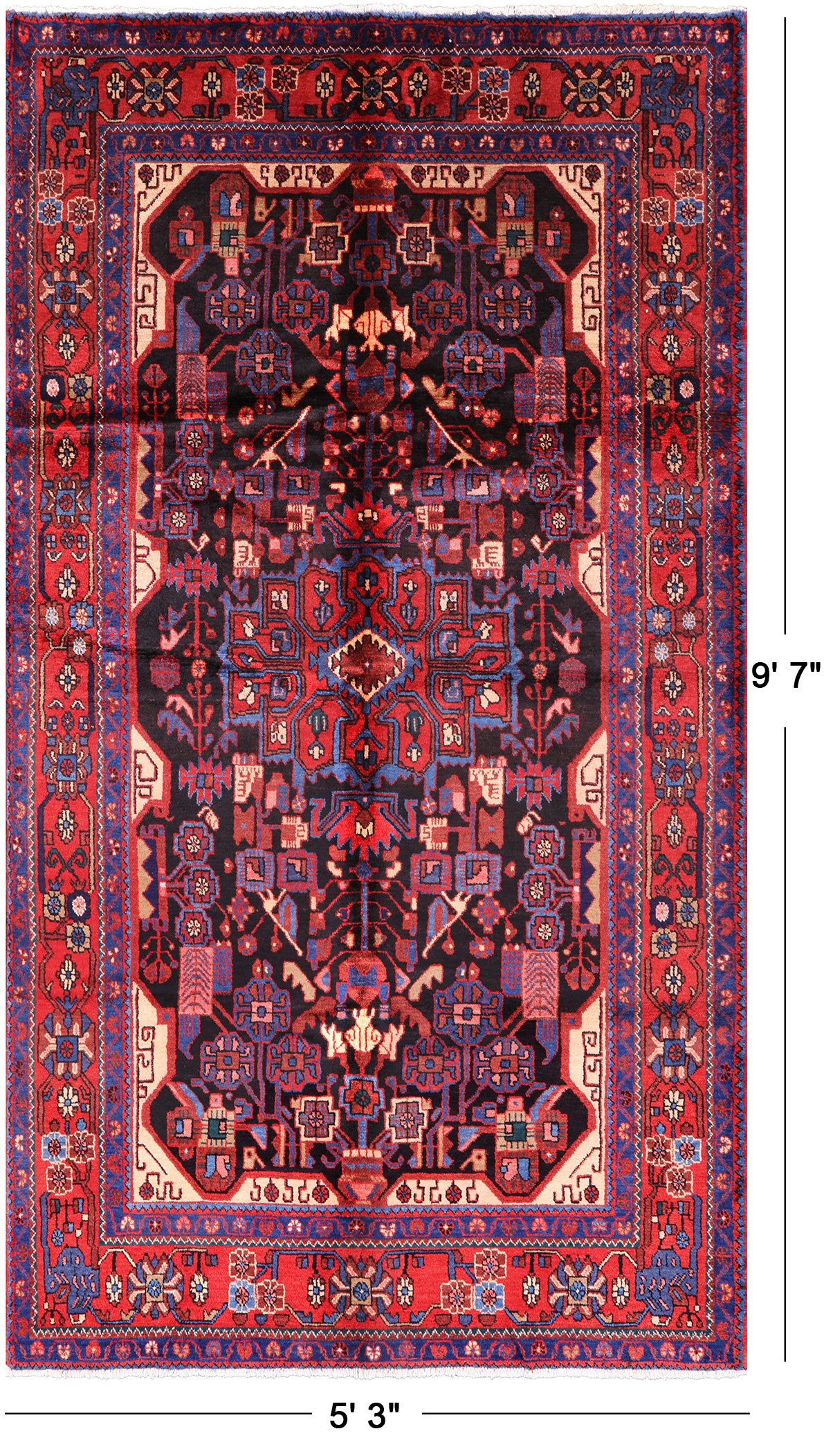 Black New Authentic Persian Nahavand Rug - 5' 3" X 9' 7" - Golden Nile