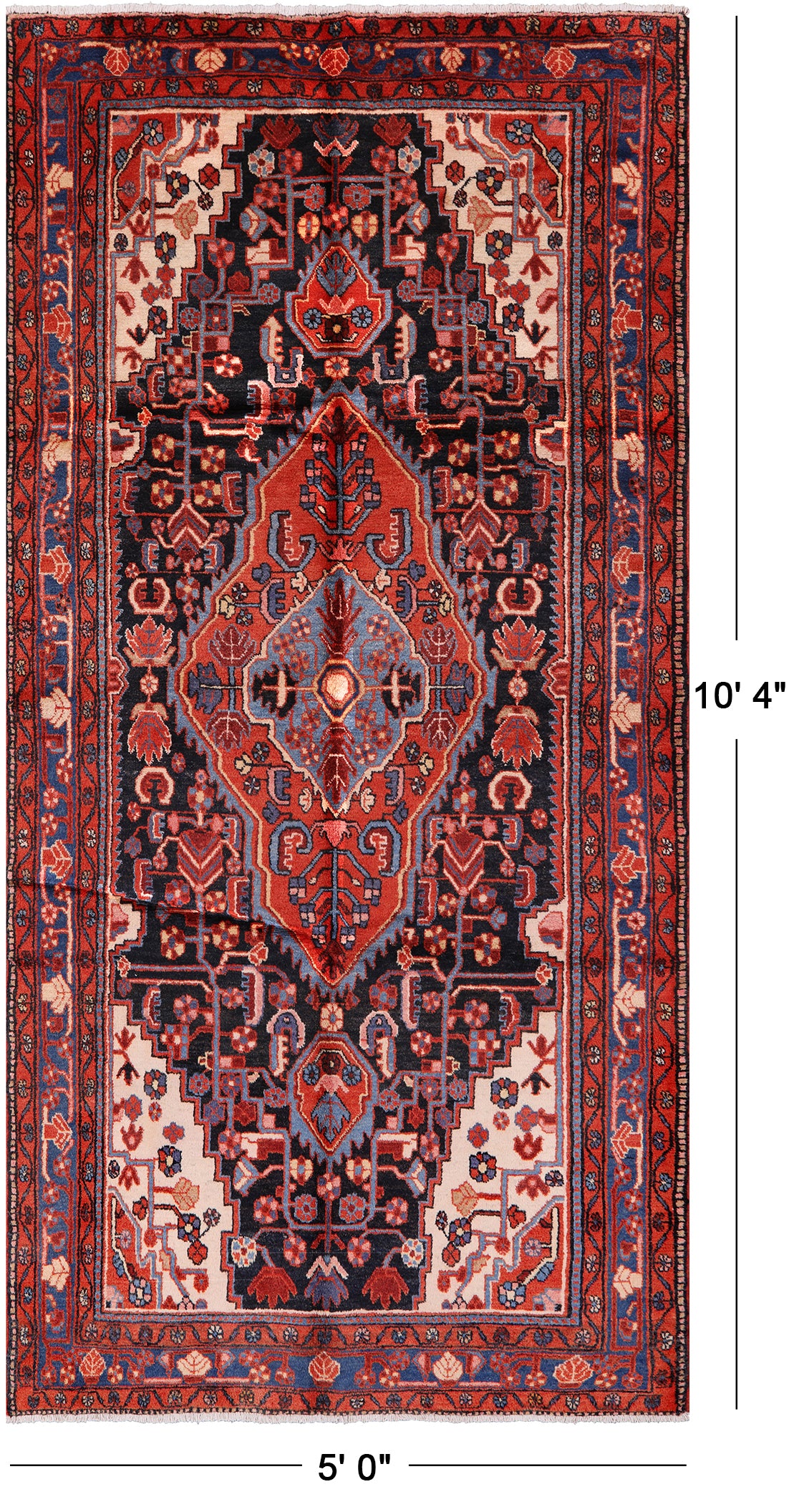 Black New Persian Nahavand Wool Rug - 5' 0" X 10' 4" - Golden Nile