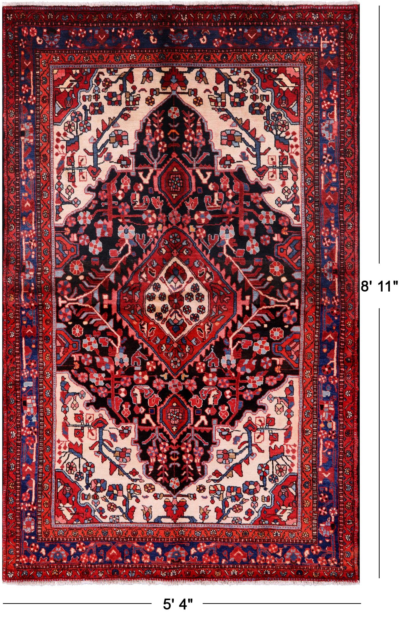 New Authentic Persian Nahavand Handmade Wool Rug - 5' 4" X 8' 11" - Golden Nile