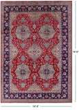 Red New Authentic Persian Tabriz Hand Knotted Wool Rug - 10' 4" X 14' 6" - Golden Nile