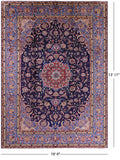 Blue New Authentic Persian Isfahan Hand Knotted Wool Rug - 10' 0" X 13' 11" - Golden Nile