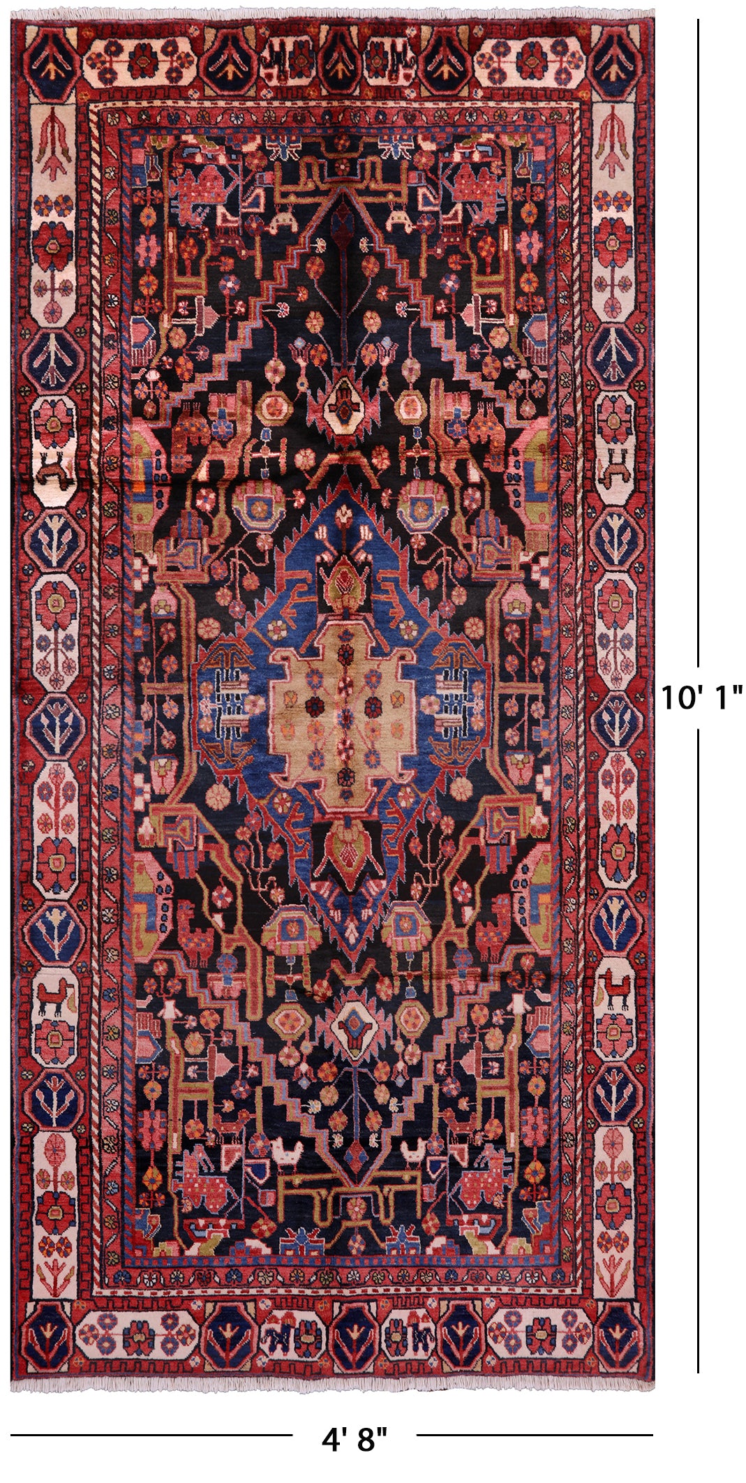 New Persian Nahavand Hand Knotted Rug - 4' 8" X 10' 1" - Golden Nile